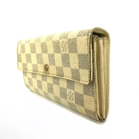 Louis Vuitton Damier Azur Porte Feuille Sarah Long Bifold Wallet White Long - Picture 3 of 8